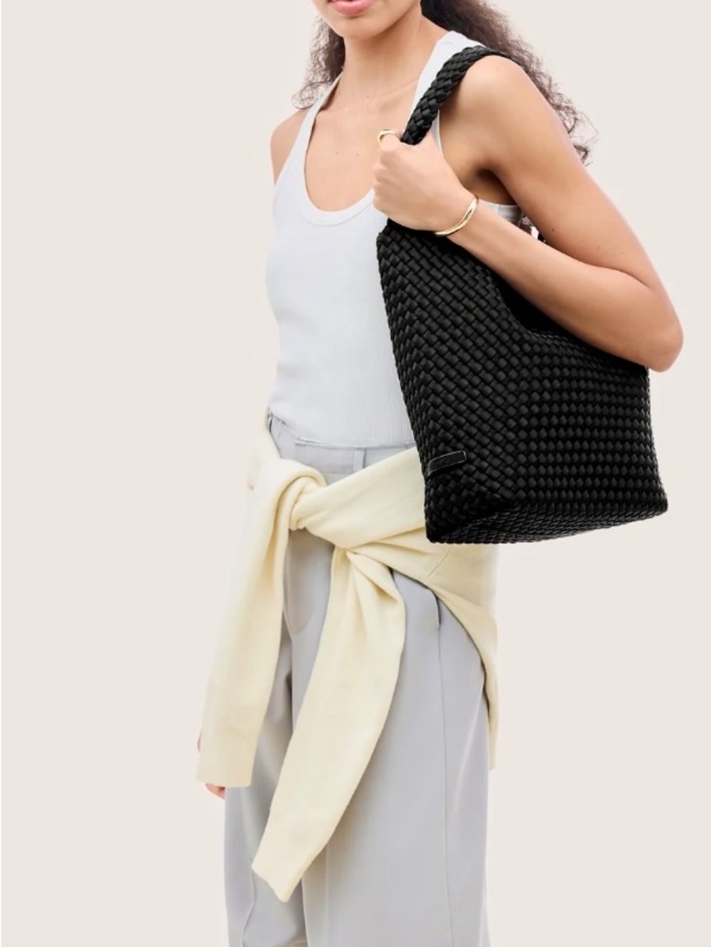 New Naghedi Nomad Medium Tote with Matching Pouch in Onyx